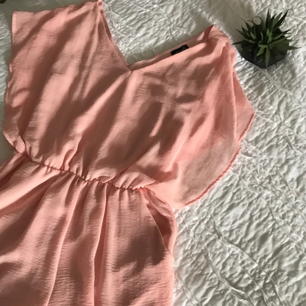 Blush pink chiffon romper